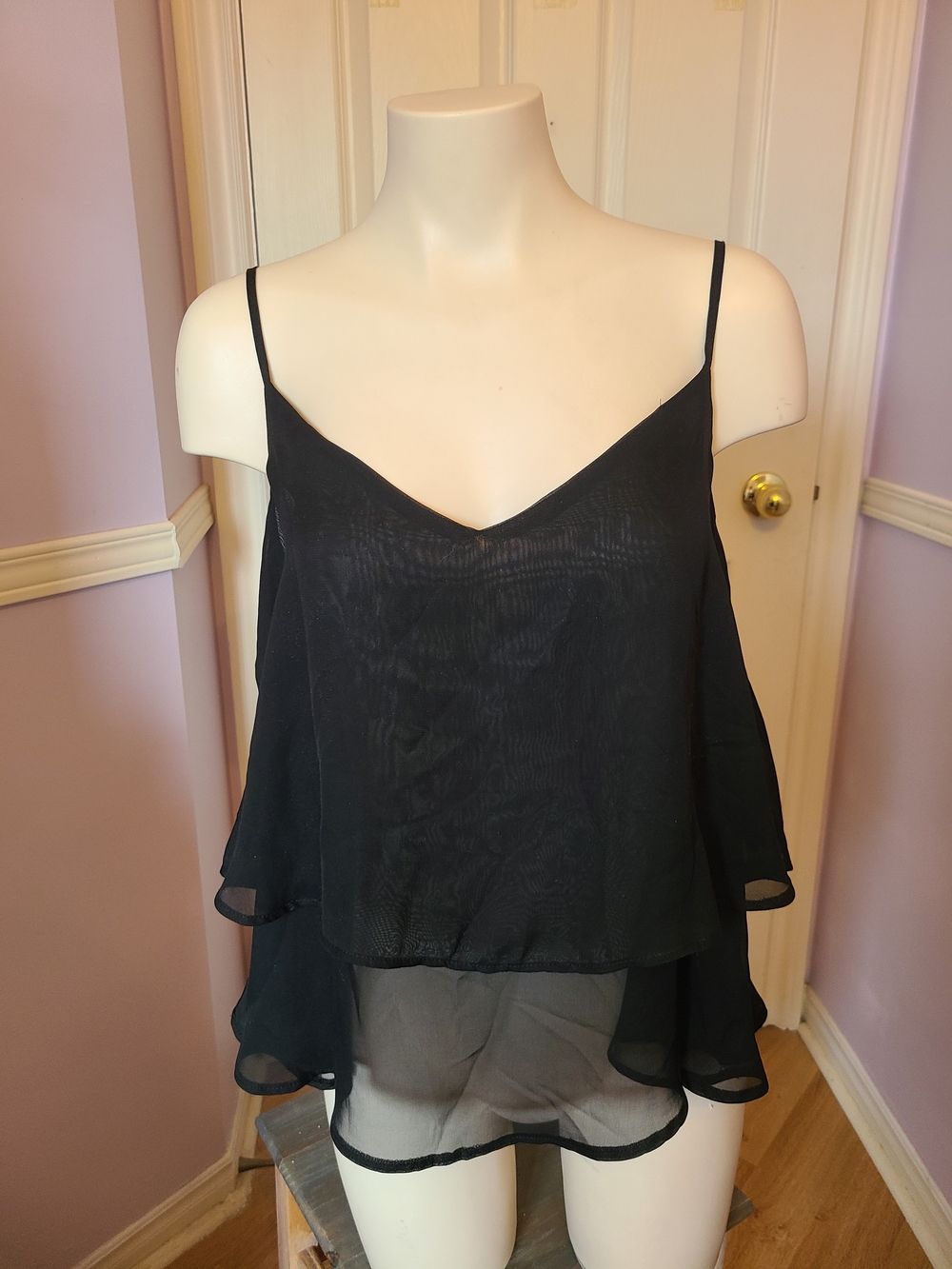 Atmosphere Black Layered Chiffon Camisole
